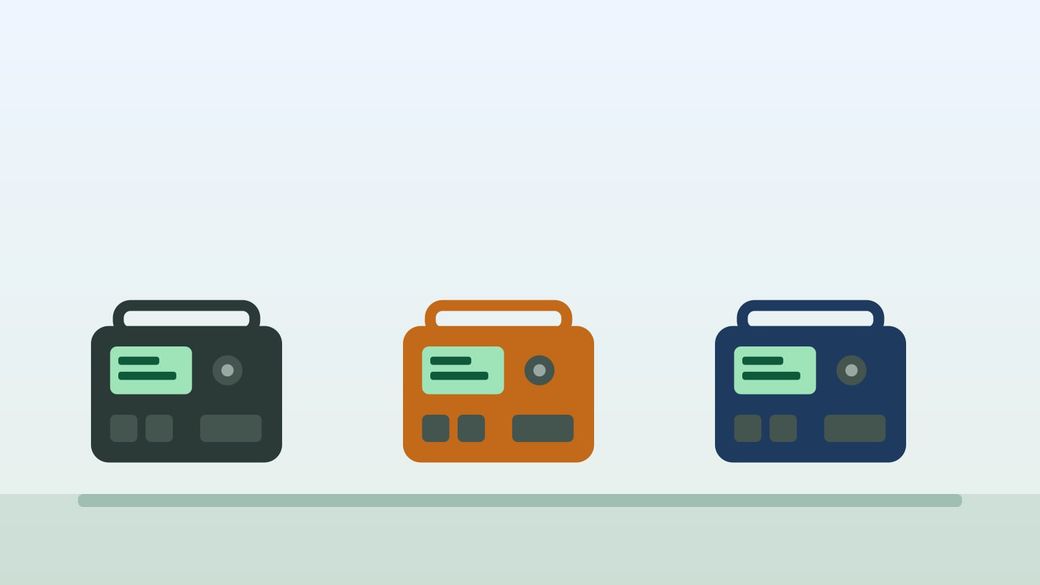 Illustration of three large portable power stations side by side